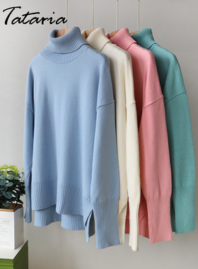 High Quality Oversize Turtlenecks for Women Autumn Vintage B