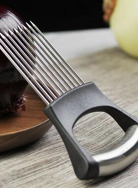 Steel Onion Needle With Cutting Safe Aid Holder Easy Slicer