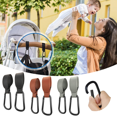 1/2/3Pcs PU Leather Baby Stroller Hook for Hanging Bags and