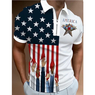 Summer Shirts Print Casu Polo Flag Clothing Men Streetwear