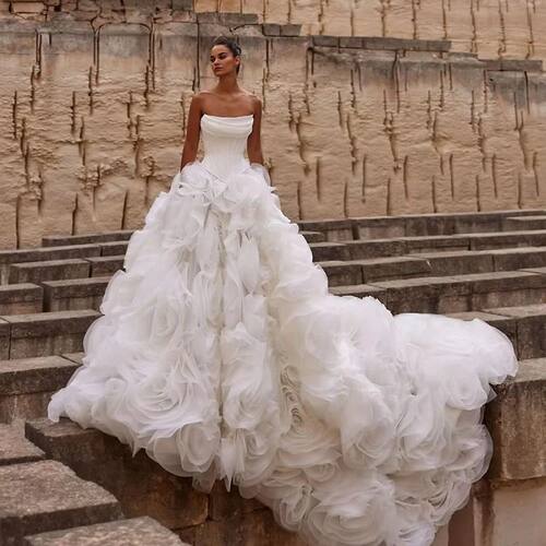 Charming Luxury Women Wedding Dresses Sexy Strapless Bride G