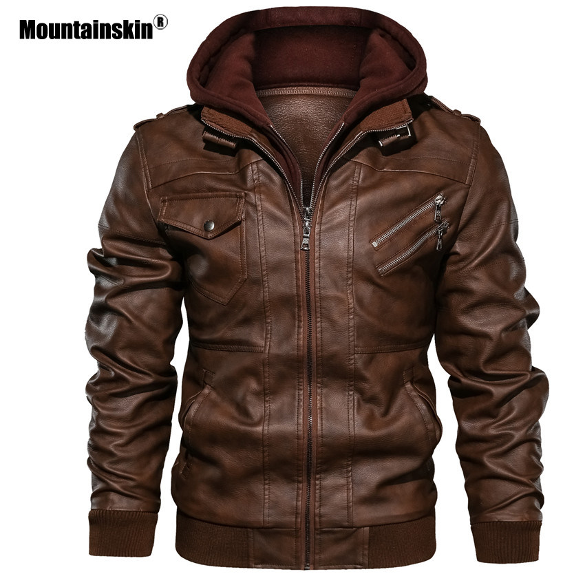 Mountainskin New Men's Leather Jackets Autumn Casual Motorcy