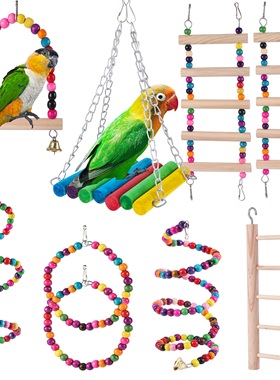 Bird Toys Set Swing Chewing Training Toys Small Parrot Hangi