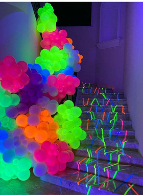100/500pcs Reactive Neon Latex Balloons UV Glow Balloons Bla