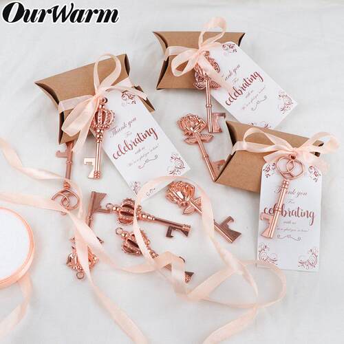 Wedding Gifts for Guests 100pcs Rose Gold Key Bottle Opener
