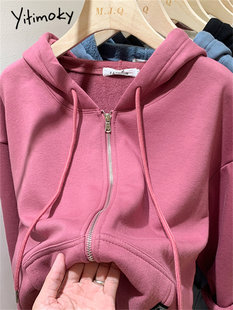 Yitimoky Solid Hoodies for Women Fall Winter 2022 New Thicke