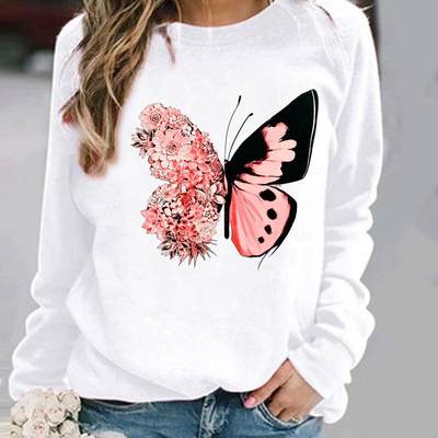 Pullovers Flower Butterfly Lovely Womens Clothing Ladies Spr