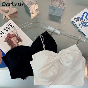 Camisole Women Kawaii Big Bow Crop Sexy Spaghetti Straps Sli