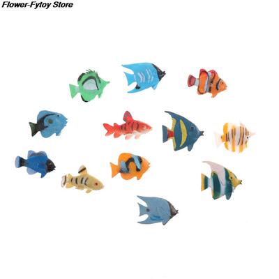 12 pcs Tropical Ocean Fish Pet Figures Toy Gift  PVC Pool Fi