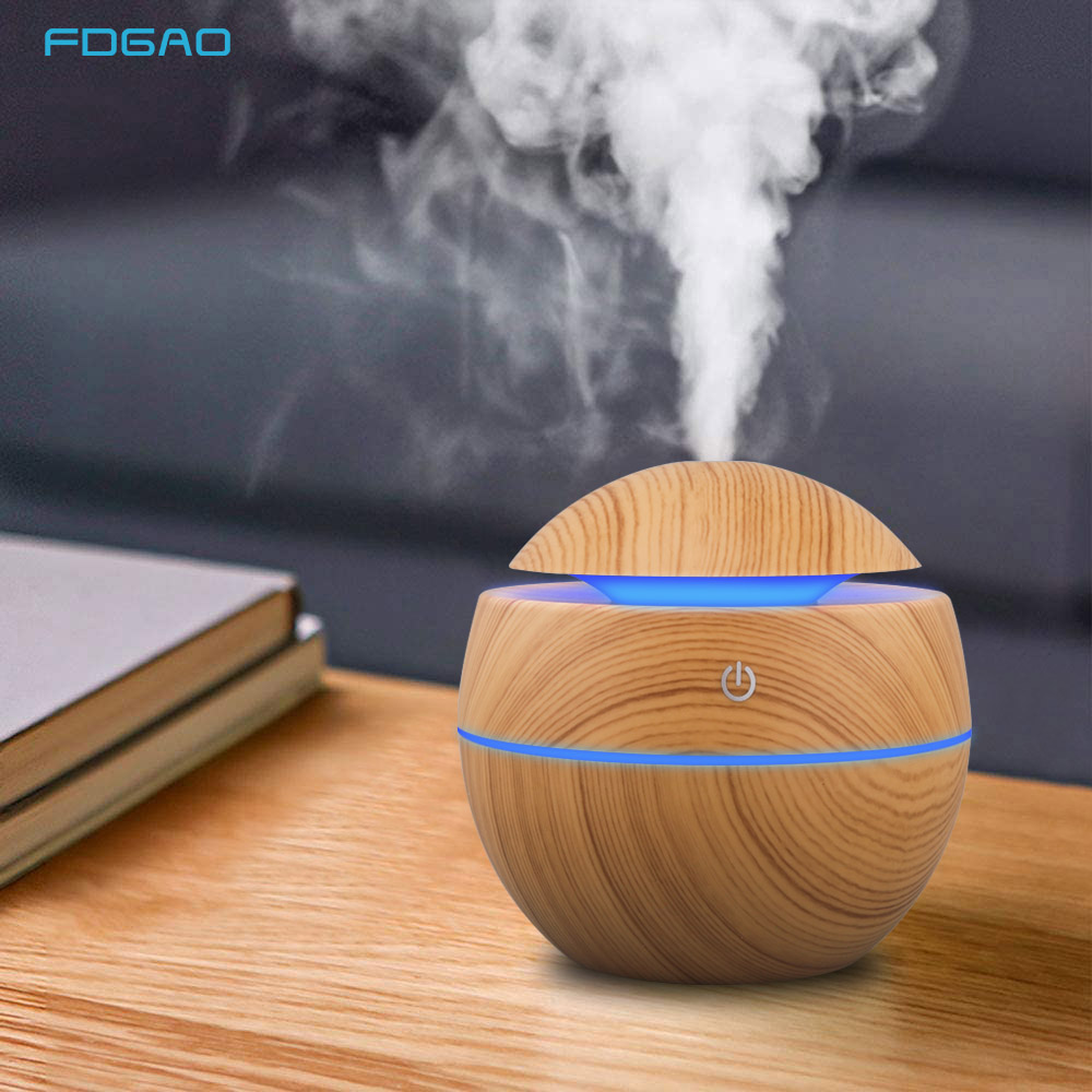 Humidifier Electric Air Aroma Diffuser Wood Ultrasonic 130ML