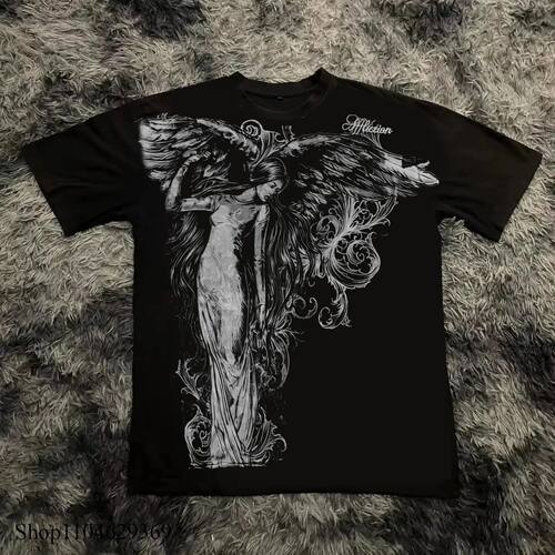 Classic Y2K Gothic Style T-shirt Print Oversized T Shirt Hig