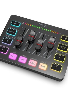 FIFINE Gaming Audio Mixer,Saming 4-Channel RGB Mixer with XL