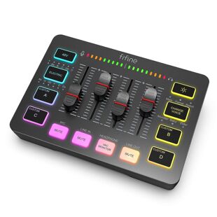 FIFINE Gaming Audio Mixer,Saming 4-Channel RGB Mixer with XL