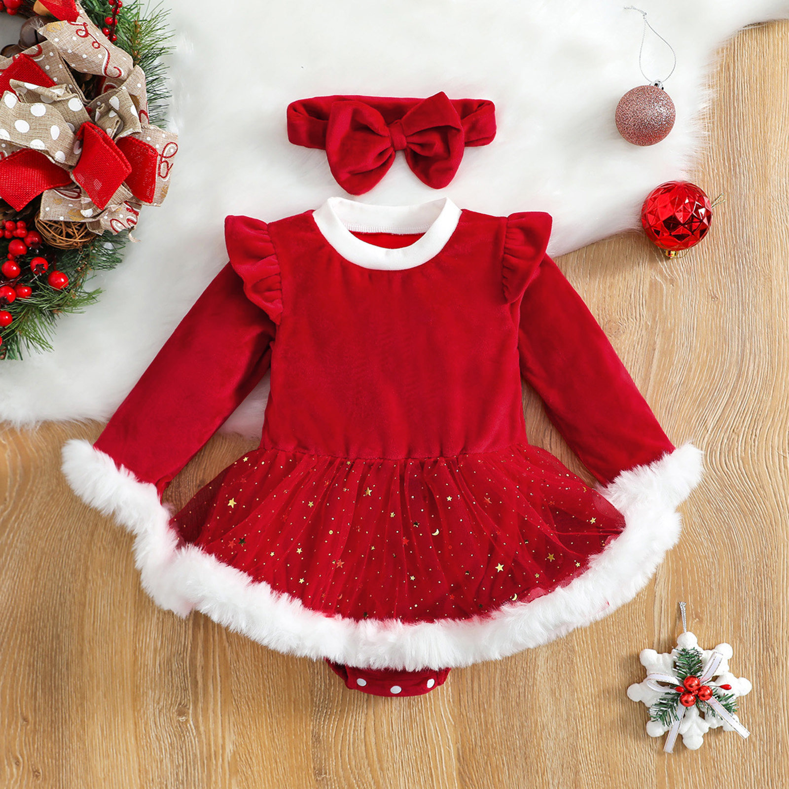 ma&baby 0-24m christmas baby red romper newborn toddler infa