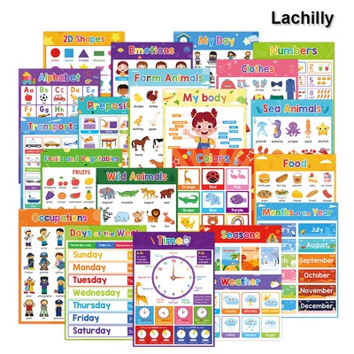 Lachilly 20 Themes Learning English A4 Poster for Kids Fruit