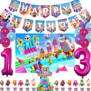 Falled Guys Birthday Party Decoration Latex Balioon Banner C