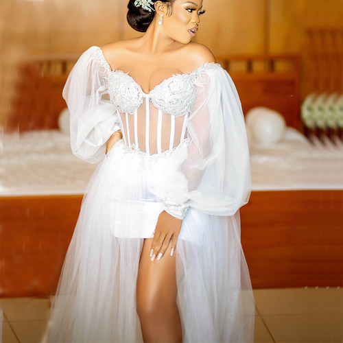 2022 White Wedding Dresses Bride Robes Bridal Shower Dress O