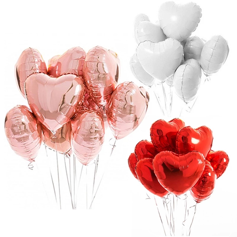 10pcs Multi Rose Gold Heart Foil Balloons Helium Balloon Bir