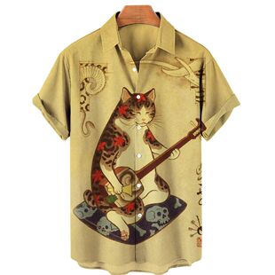 Unisex Hawaiian Shirt 2022 Japanese Style Bushido Shirt T-sh