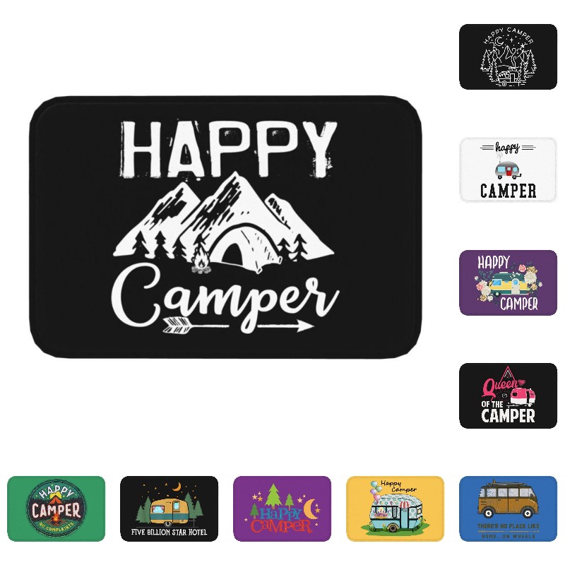 Happy Camper Camping Front Door Floor Entrance Mat Indoor Mo