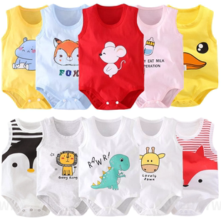 Boy Vest Cotton Newborn Girl Cartoon Romper Sleeveless Baby