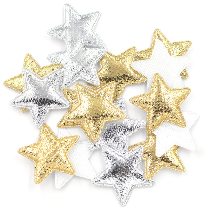 500Pcs 25mm Gold and Silver Cloth Star Appliques Padded Patc