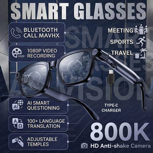 New AI Smart Glasses with 4K 8MP HD Photo and Video Recordin