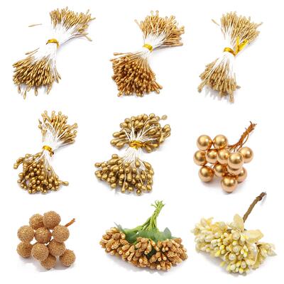 10/12/60/90/144Pcs Gold Mixed Hybrid Flower Cherry Stamen Be