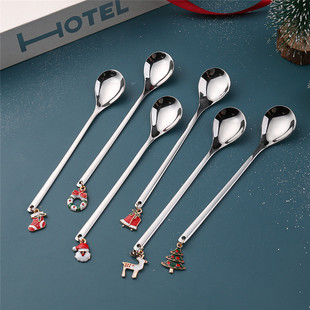 New Year 2023 Xmas Spoons Metal Merry Christmas Spoons for P