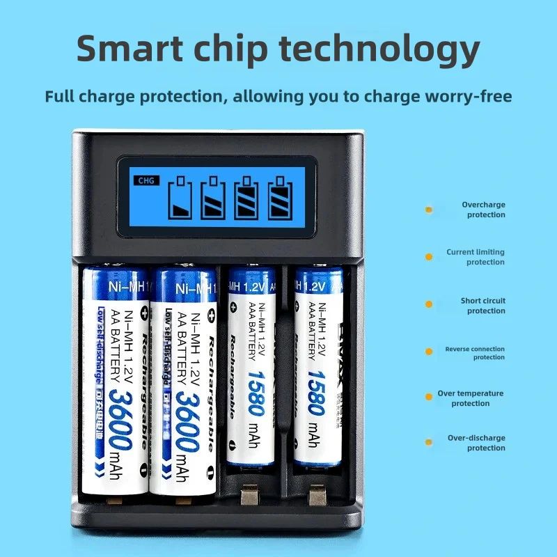 Smart LCD Rechargeable USB Battery Charger 4 Slot AA AAA Ni图片