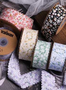2/5/10 Yards 40mm Toothed Edge Floral Pattern Ribbons Crafts