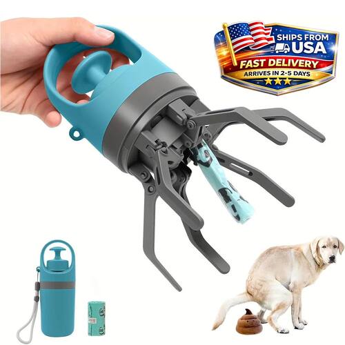 Portable Dog Pooper Scooper No Touch Claw Pickup Tool with W