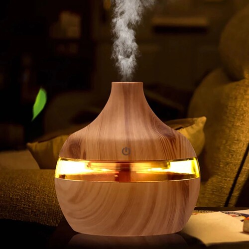 300ML USB Air Humidifier Electric Aroma Diffuser Mist Wood G
