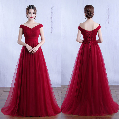 Beauty-Emily Long Evening Dresses Elegant Off Shoulder Party