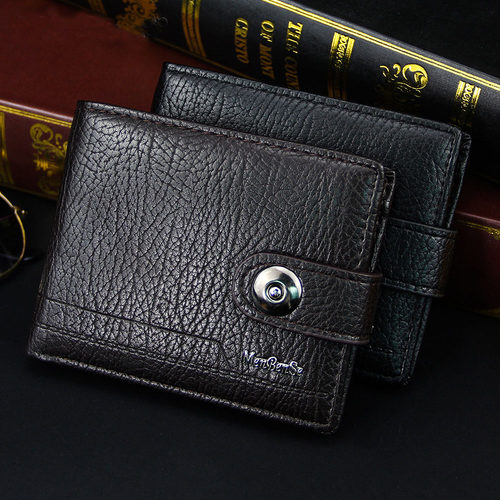 wallet for men made of natural leather portfel meski short M