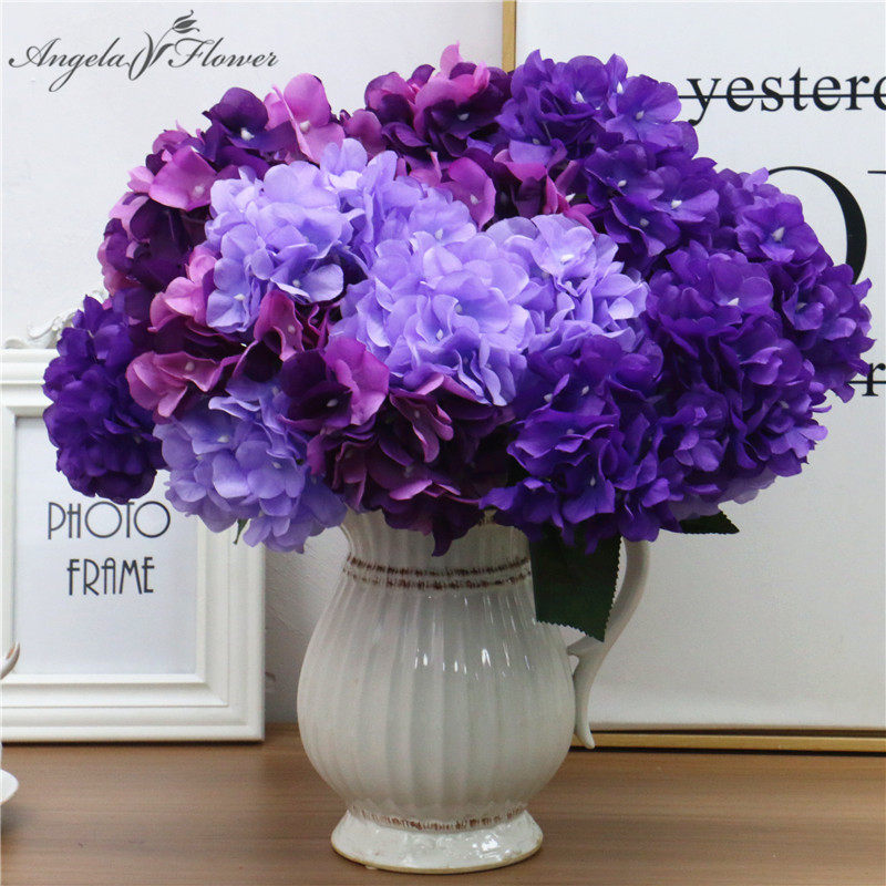 large 6 heads artificial flower bunch silk hydrangea wedding