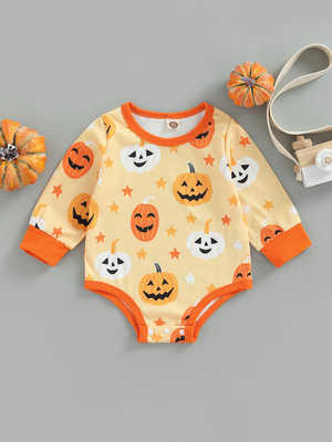 Halloween Infant Long Sleeve Romper Baby Girls Boys Star Pum