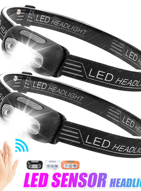Mini USB Rechargeable LED Headlamp Body Motion Sensor Headli