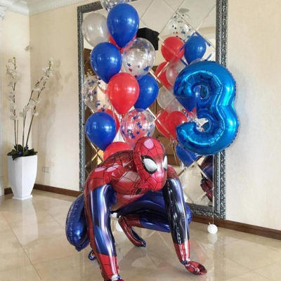 1Set 3D Marvel Big Spiderman Hero Foil Balloons Number The A