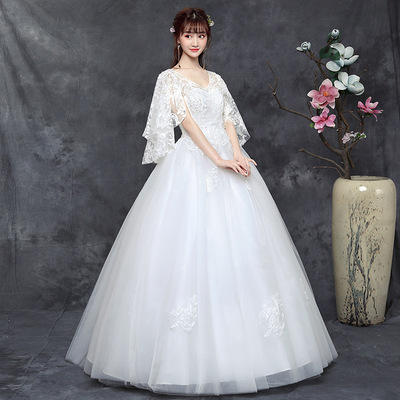 New Arrival Ball Gown Floor-Length Lace Up V Neck Wedding Dr