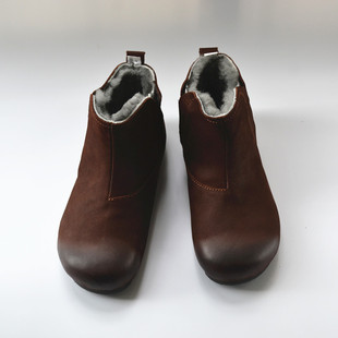男款保暖佛系休闲大棉鞋真皮羊皮毛一体一脚蹬短靴柔软宽松雪地靴
