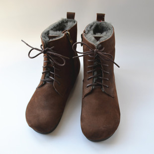真皮女鞋 皮毛一体中筒雪地靴休闲软底软面文艺复古休闲皮靴短筒外