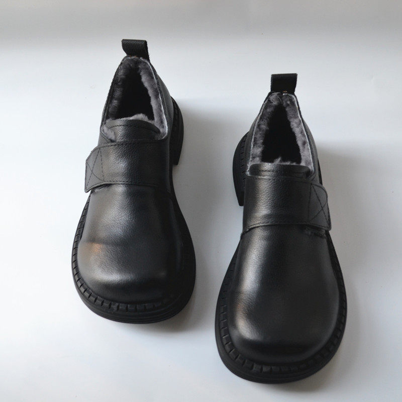 纯真羊毛保暖大头宽松工作鞋女真皮外贸复古魔术贴大棉鞋低帮马丁,女鞋,乐福鞋（豆豆鞋）,淘宝优惠券,粉丝福利购,淘宝优惠卷