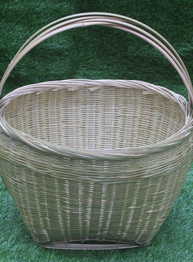 手工编织竹篮子装水果蔬菜圆形手提菜篮竹筐鸡蛋竹编篮家用竹圆筐