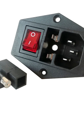 四脚红色船型开关电源插座机电设备带保险管三合一AC220V转换新品