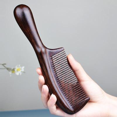 天然黑檀木梳子防静电男女顺发梳子直发头部脱发按摩梳家用宽齿梳