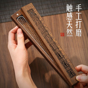 鸡翅木檀香熏香炉家用室内香盒沉香炉线香香插P香座卧香盒香道套