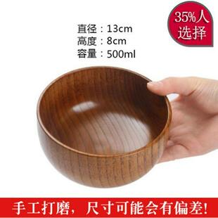 日式 酸枣木碗儿童家用宝宝婴儿复古实木小饭碗木质餐具酸奶燕麦碗