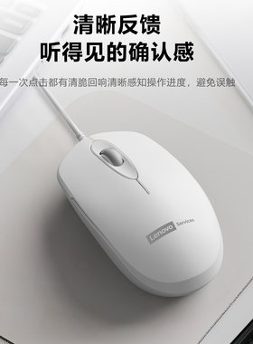 Lenovo联想白色有线鼠标静音商务办公游戏通用台式笔记本电脑