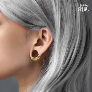 Twolobes洞见素圈耳洞叠戴耳鼻环饰品钛钢穿刺耳扩无缝卡扣环欧美